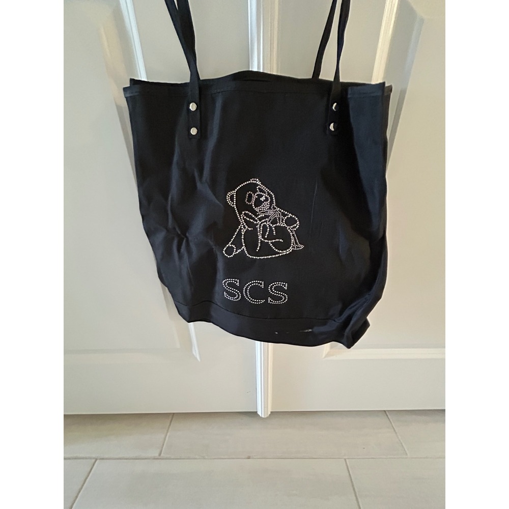 Swarovski 2008 Black Nylon Rhinestone Teddy Bear SCS Tote Bag Shoulder Bag